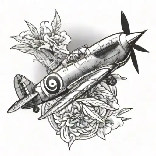 spitfire fighter plane tattoo design idea
