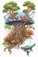 Portuguese man o war and a cork oak tree growing tattoo design idea