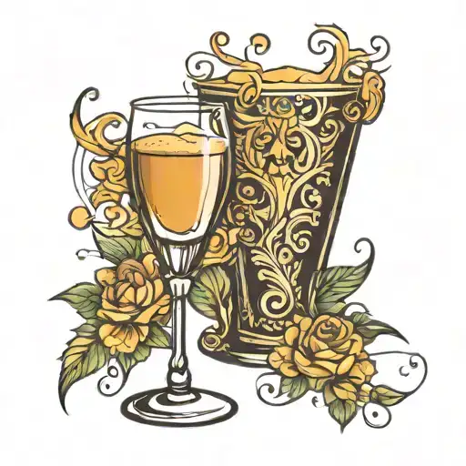 champagne glass tattoo design idea