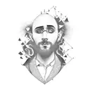 alone attractive depressed autism schizophrenia bipolar disorder a lot of anxiety no hope but he is in love a genius man tattoo design idea