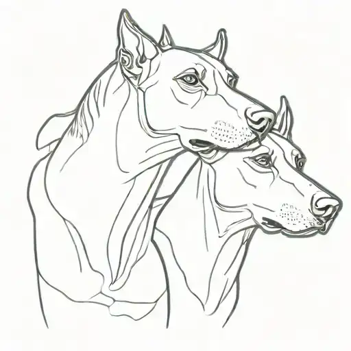 whole  doberman with three heads  tattoo design idea