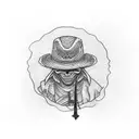 straw hat with sword tattoo design idea