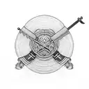 straw hat with sword tattoo design idea