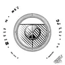 a simple black and white cartoon of a classic BMW E30 with its iconic round headlights and a distinctive grille w tattoo design idea