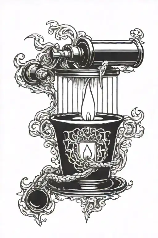 candle inside trap tattoo design idea
