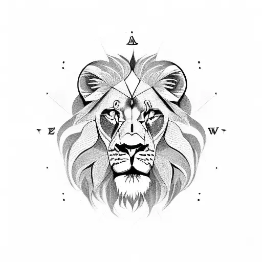 leo astrology symbol with lion tattoo design idea