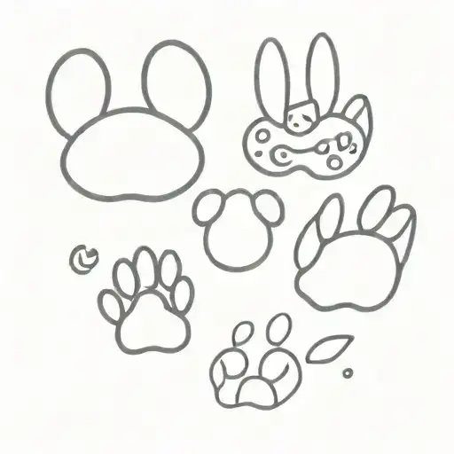 dog paw print, cat paw print and rabbit paw print  tattoo design idea