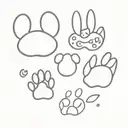 dog paw print, cat paw print and rabbit paw print  tattoo design idea