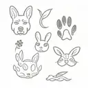 dog paw print, cat paw print and rabbit paw print  tattoo design idea