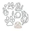 dog paw print, cat paw print and rabbit paw print  tattoo design idea