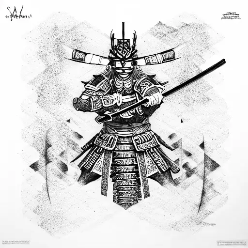 Samurai vs kakademon tattoo design idea