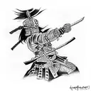 Samurai vs kakademon tattoo design idea