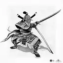 Samurai vs kakademon tattoo design idea