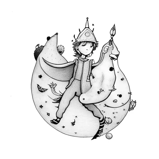 noon with lovers inspired by the book cover of "The Little Prince" tattoo design idea