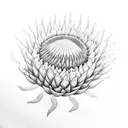 protea flower and ocean waves  tattoo design idea