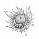 protea flower and ocean waves  tattoo design idea