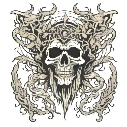 birch god duality psychosis death tattoo design idea