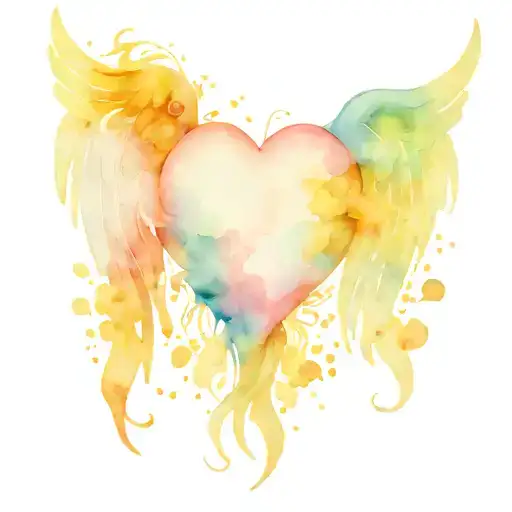 heart with angel wings underneath  tattoo design idea