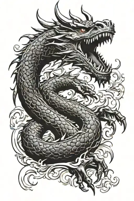 karate black belt punching fist qnd dragon tattoo design idea