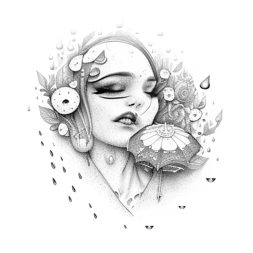 Dotwork "Spring Morning Rain Heal The Wounds In Me. On Me." Tattoo Design tattoo design idea