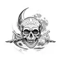moon skull pirate tattoo design idea