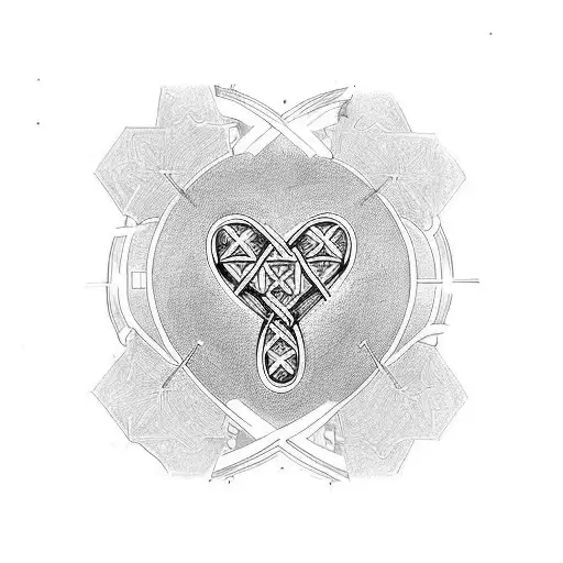 heart, cross, infinity symbol tattoo design idea