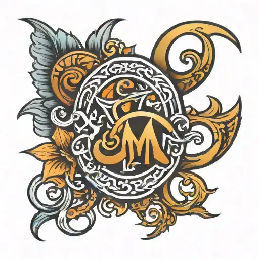 symbol with C and M and 24 composed entirely tattoo design idea