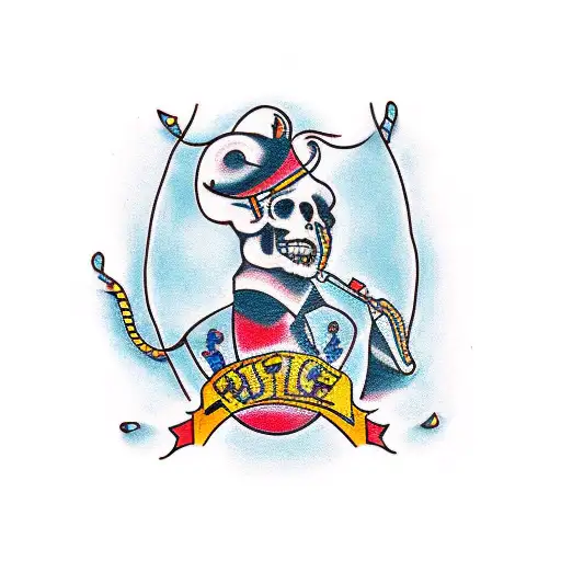 A traditional tattoo of a rock n roll band performing on stage tattoo design idea