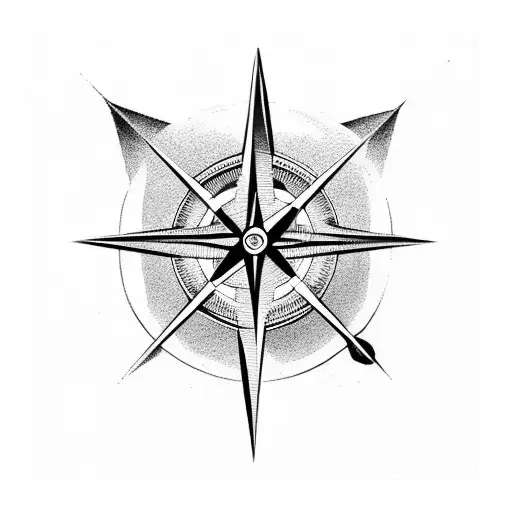compass,anchor beneath a woman's face  tattoo design idea