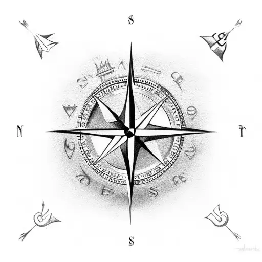compass,anchor beneath a woman  tattoo design idea