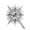 compass,anchor beneath a woman  tattoo design idea