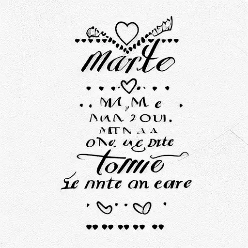 Line art celebrating wedding Matt and Toni Feb 17 2023 And please incorporate the date and names tattoo design idea