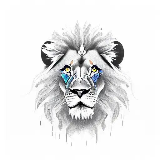 Lion with blue eyes tattoo design idea