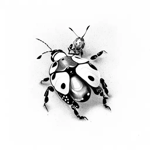 Coccinellidae sobre una hoja con contraste y profundidad en un cuadro tattoo design idea