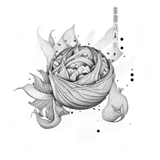 baquita de san antonio sobre una hoja con contraste y profundidad en un cuadro tattoo design idea