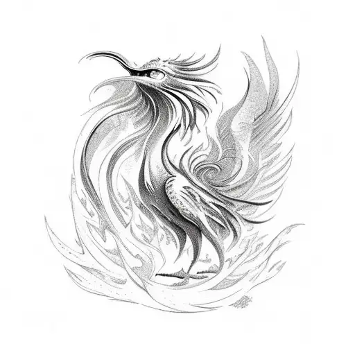 vibrant phoenix rising gracefully from a vase. The vase displays elegant golden Kintsugi repairs tattoo design idea