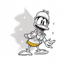 angry donald duck standing in anchor tattoo design idea