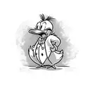 angry donald duck standing in anchor tattoo design idea