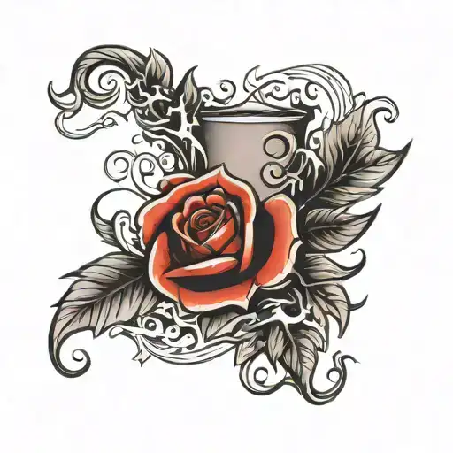 reverse blackout sleeve with a candle white smoke  tattoo design idea