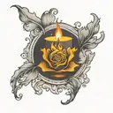 reverse blackout sleeve with a candle white smoke  tattoo design idea