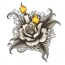 reverse blackout sleeve with a candle white smoke  tattoo design idea