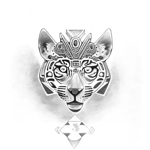 Mayan-inspired jaguar playing a sport tattoo design idea
