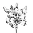 Peruvian Lily and flowers botanical forest cover up black tattoo design idea