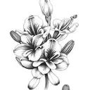 Peruvian Lily and flowers botanical forest cover up black tattoo design idea