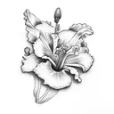 Hibiscus and Peruvian lily  tattoo design idea