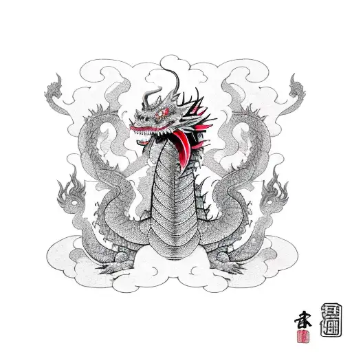 traditional japanese dragon drawing