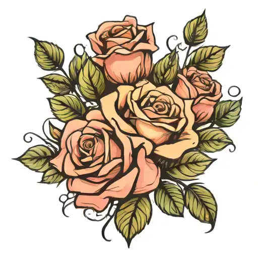 rose bouquet for stomach   tattoo design idea