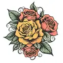 rose bouquet for stomach   tattoo design idea