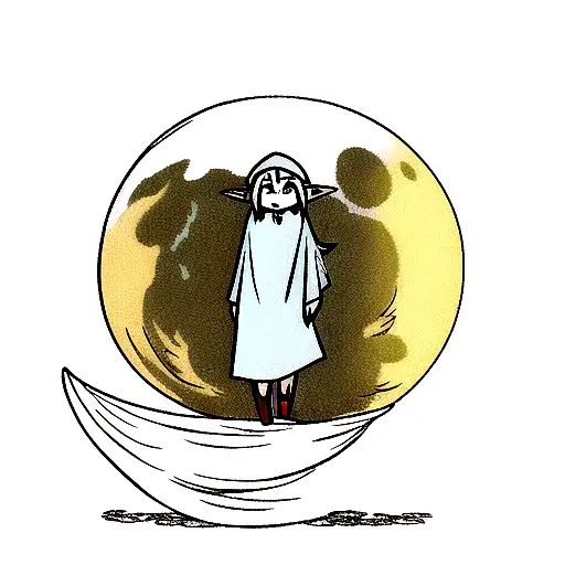 elf on the moon tattoo design idea