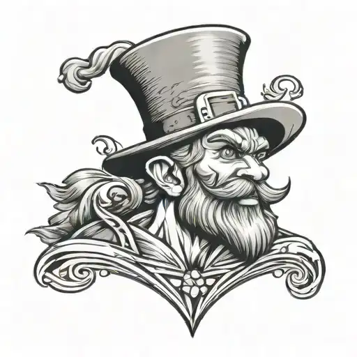 Muscular Irish Leprechaun Flexing  tattoo design idea